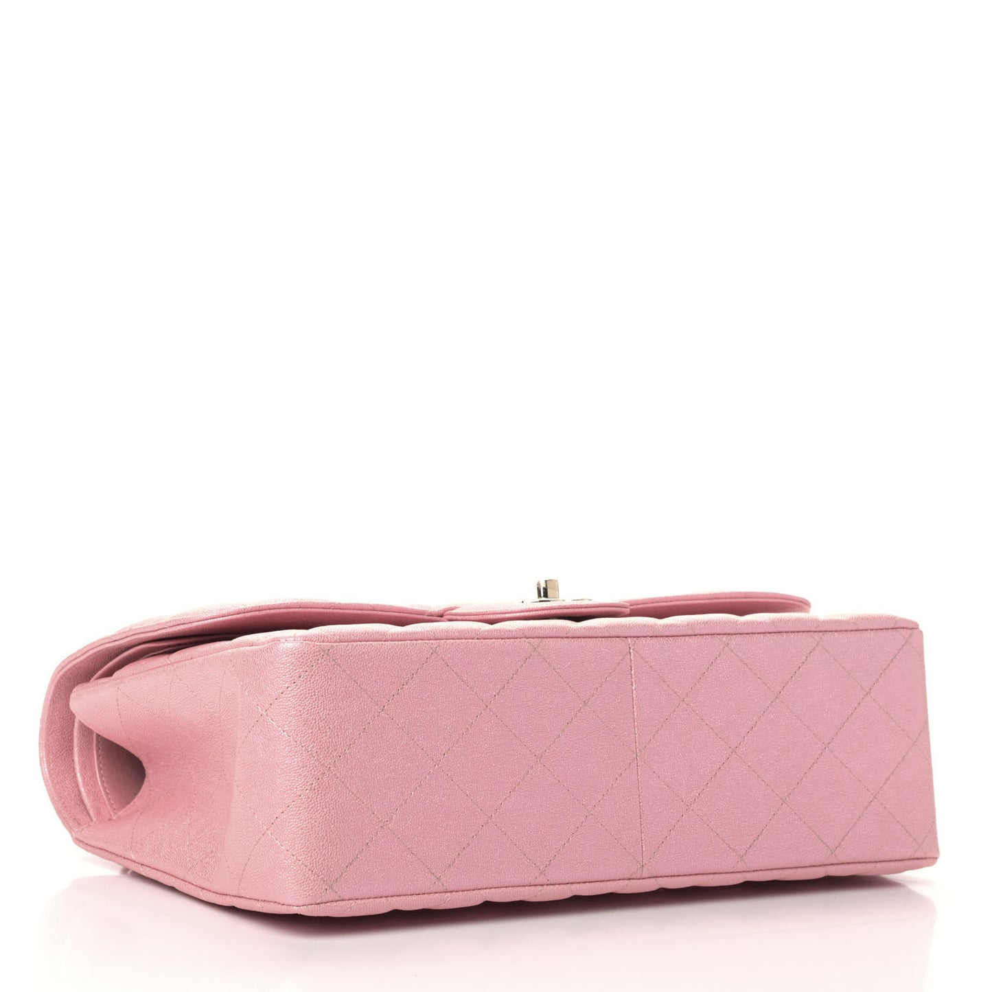 Iridescent Caviar Quilted Jumbo Double Flap Rose Pink
