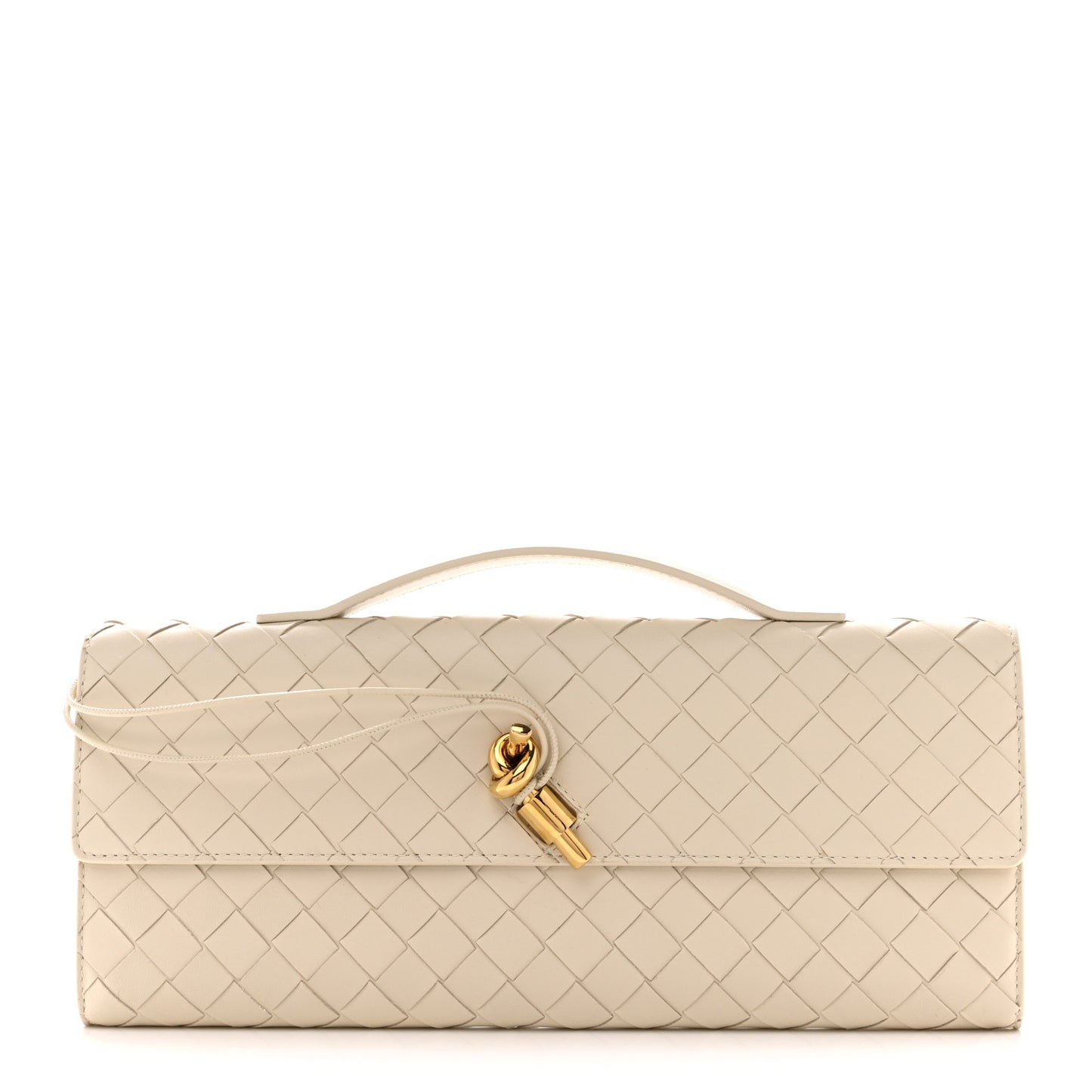 Nappa Intrecciato Long Andiamo Top Handle Clutch Sea Salt