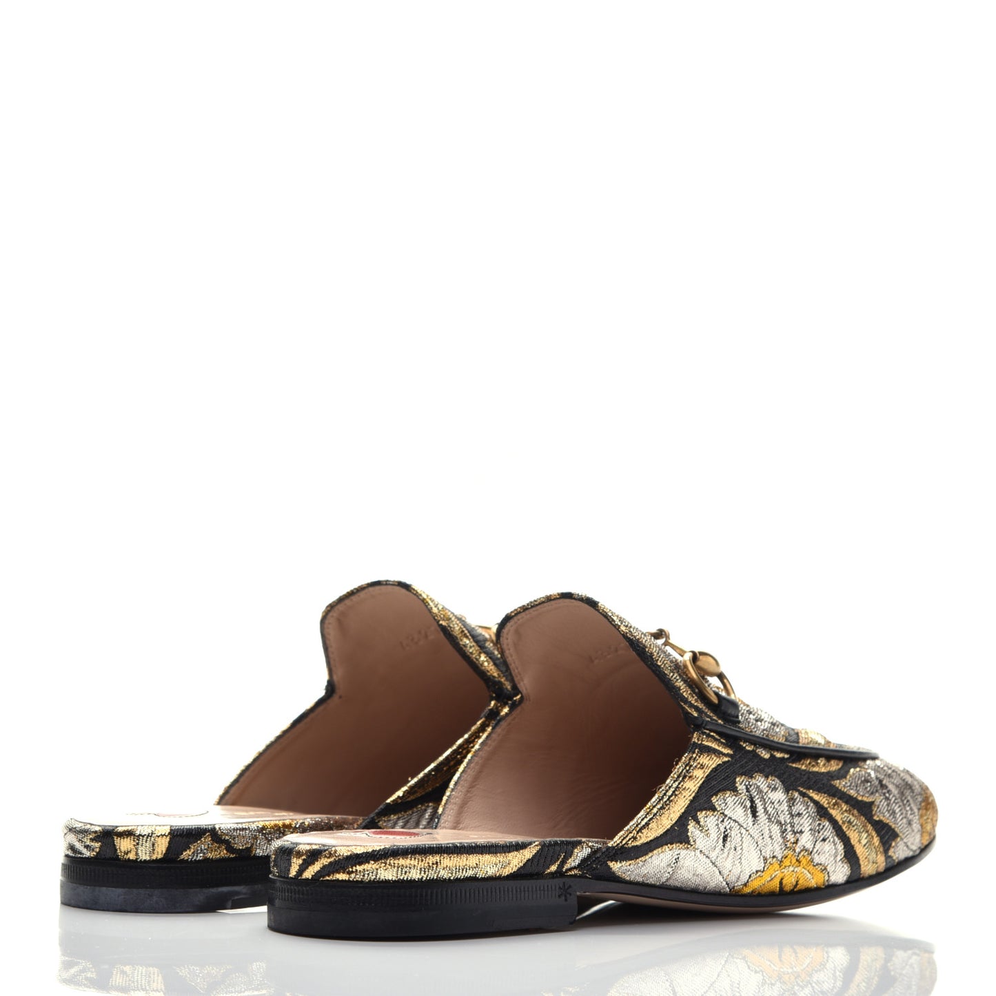 Jacquard Floral Womens Princetown Slippers 35 Oro Black