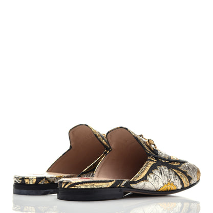 Gucci Jacquard Floral Womens Princetown Slippers 35 Oro Black 4 of 8