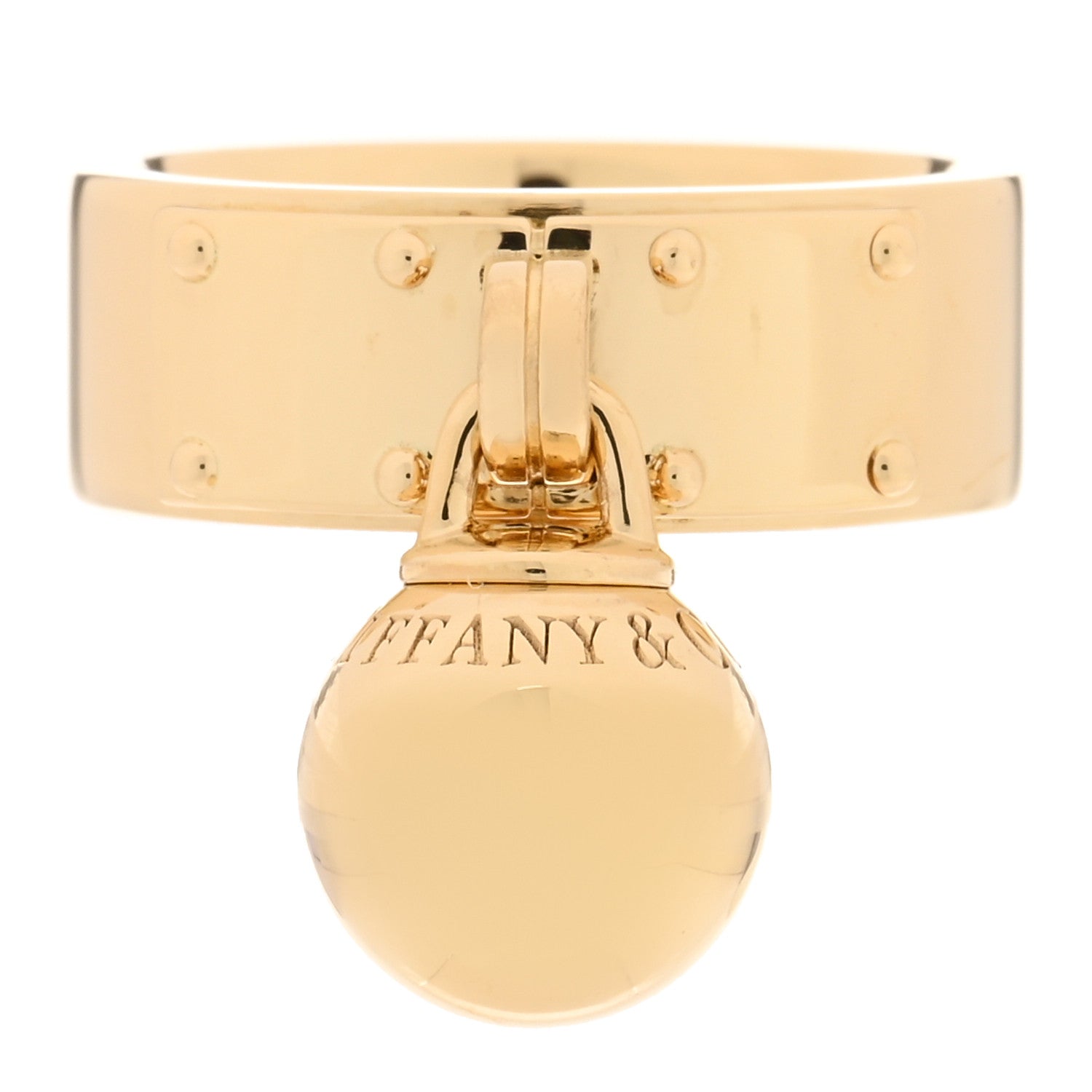 Tiffany 18K Yellow Gold HardWear Dangle Ball Ring 49 4.75 1 of 4