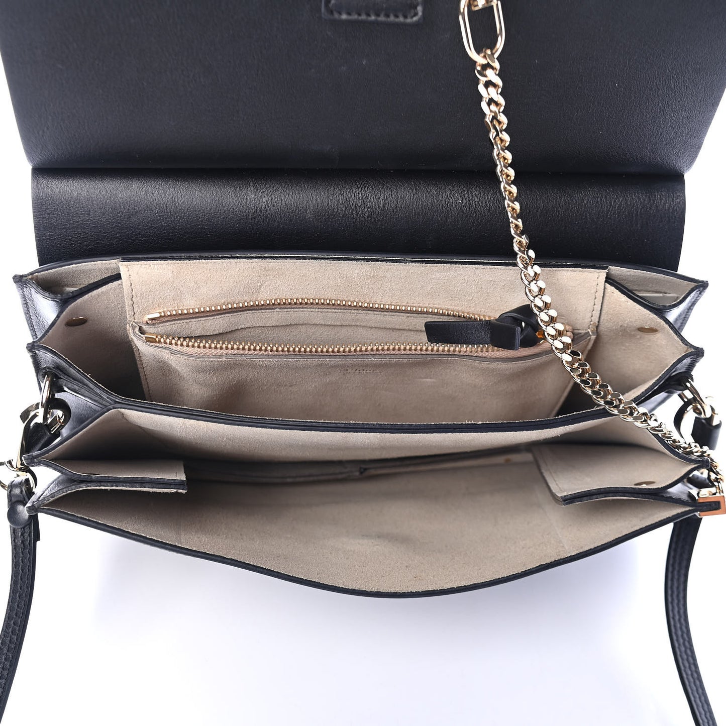 Calfskin Suede Medium Faye Shoulder Bag Black