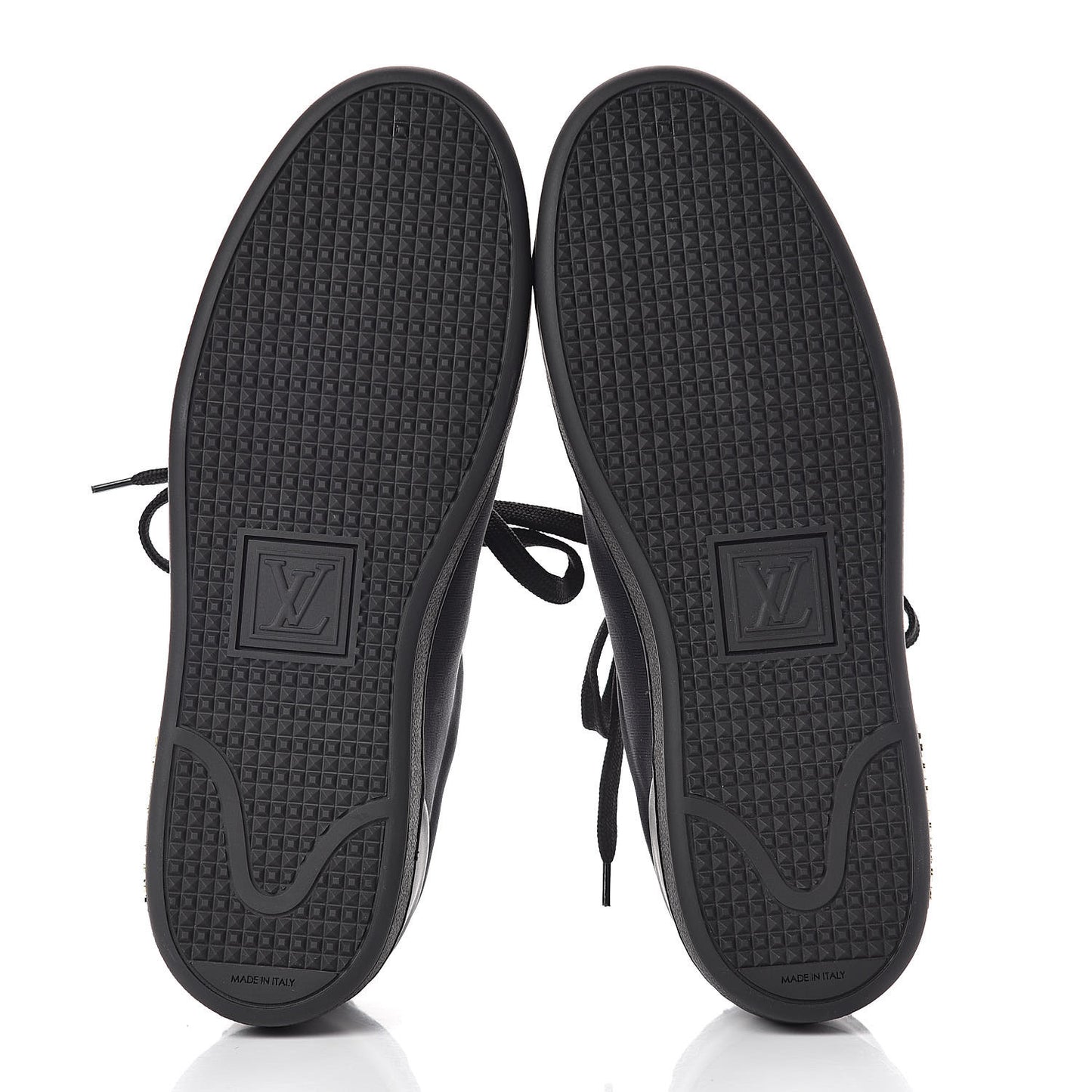 Nylon Calfskin Frontrow Sneakers 38.5 Navy Black
