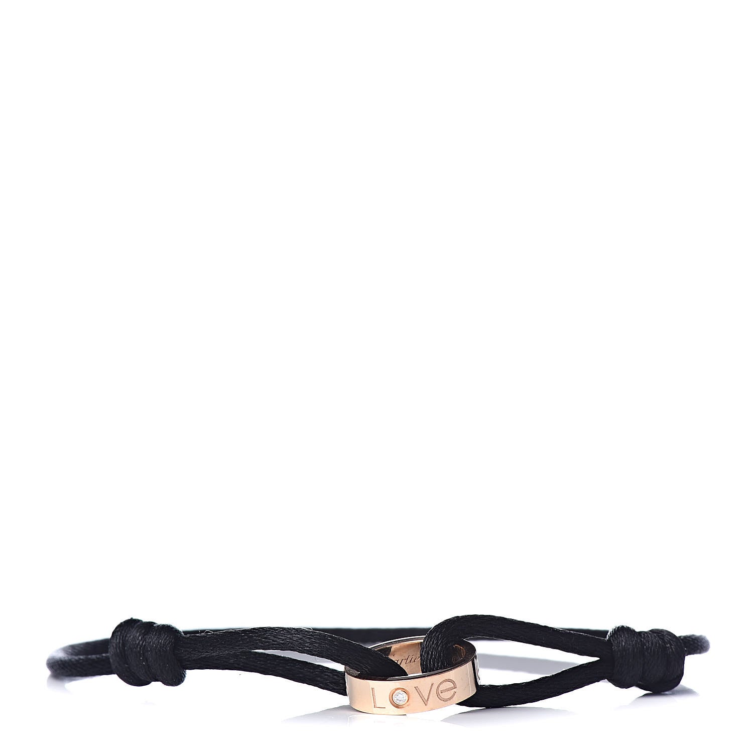 Cartier 18K Pink Gold Diamond Charity LOVE Adjustable Cord Bracelet Black 1 of 6