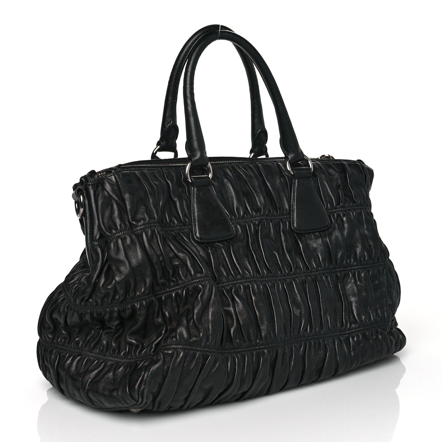 Nappa Gaufre Shopping Satchel Black