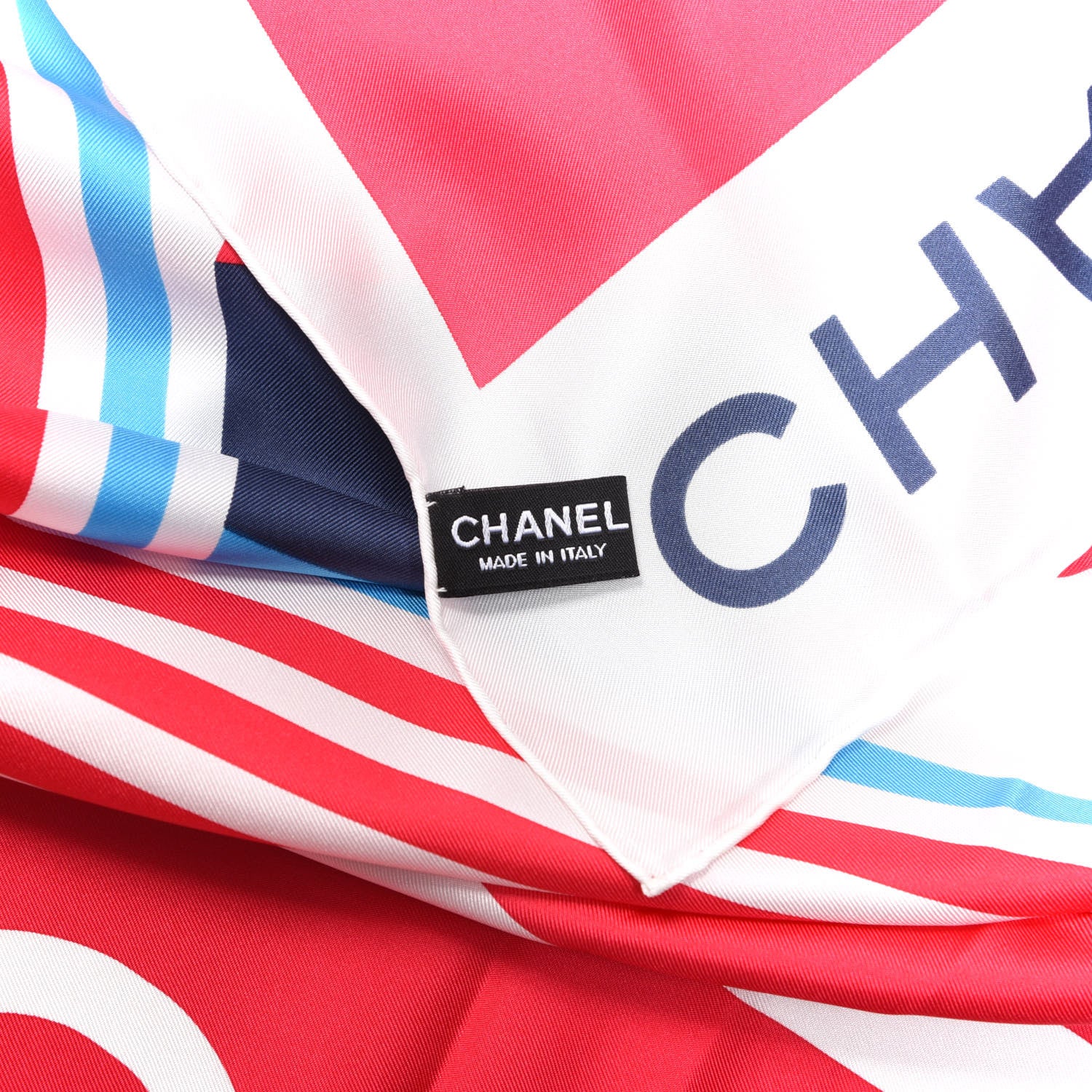 Chanel Silk Cruise Print CC Square Scarf Blue Red White 4 of 4
