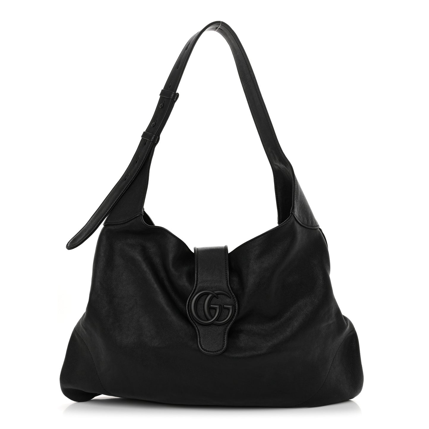 Goatskin Monochrome Large Aphrodite Shoulder Bag Black