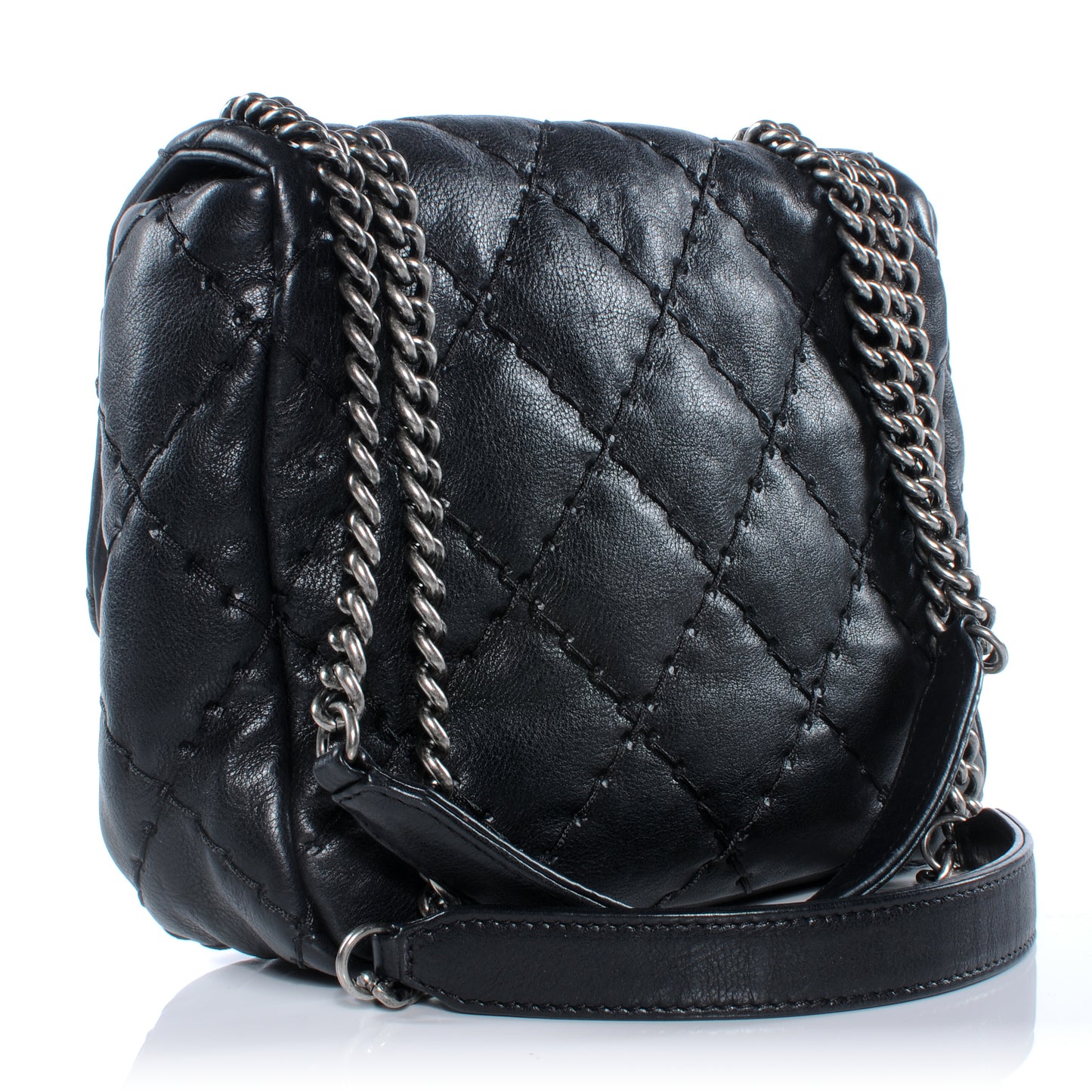 Calfskin Ultimate Stitch Flap Bag Black