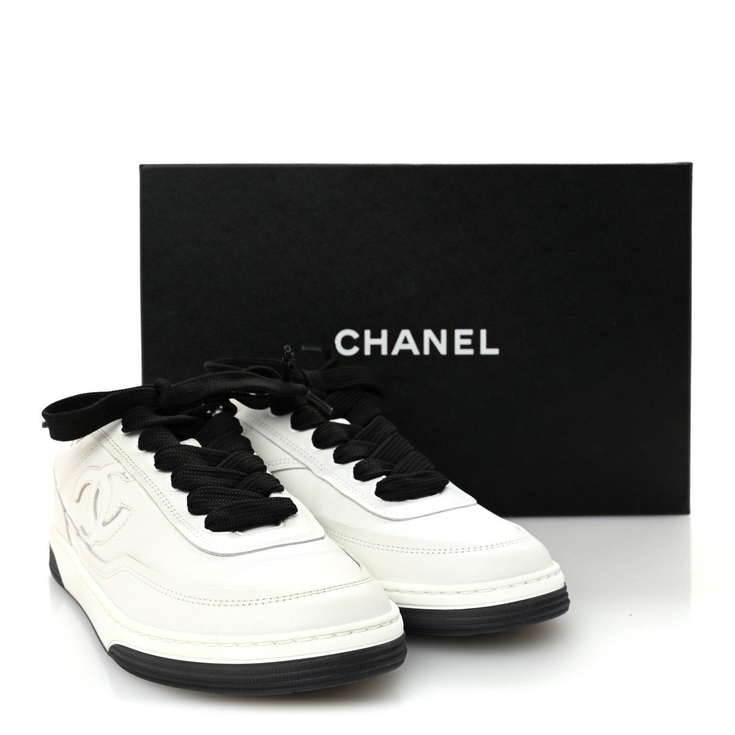 Chanel Calfskin CC Womens Sneakers 36 White Black 11 of 11