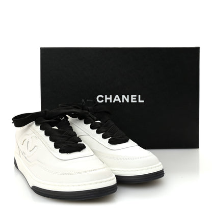 Chanel Calfskin CC Womens Sneakers 36 White Black 11 of 11