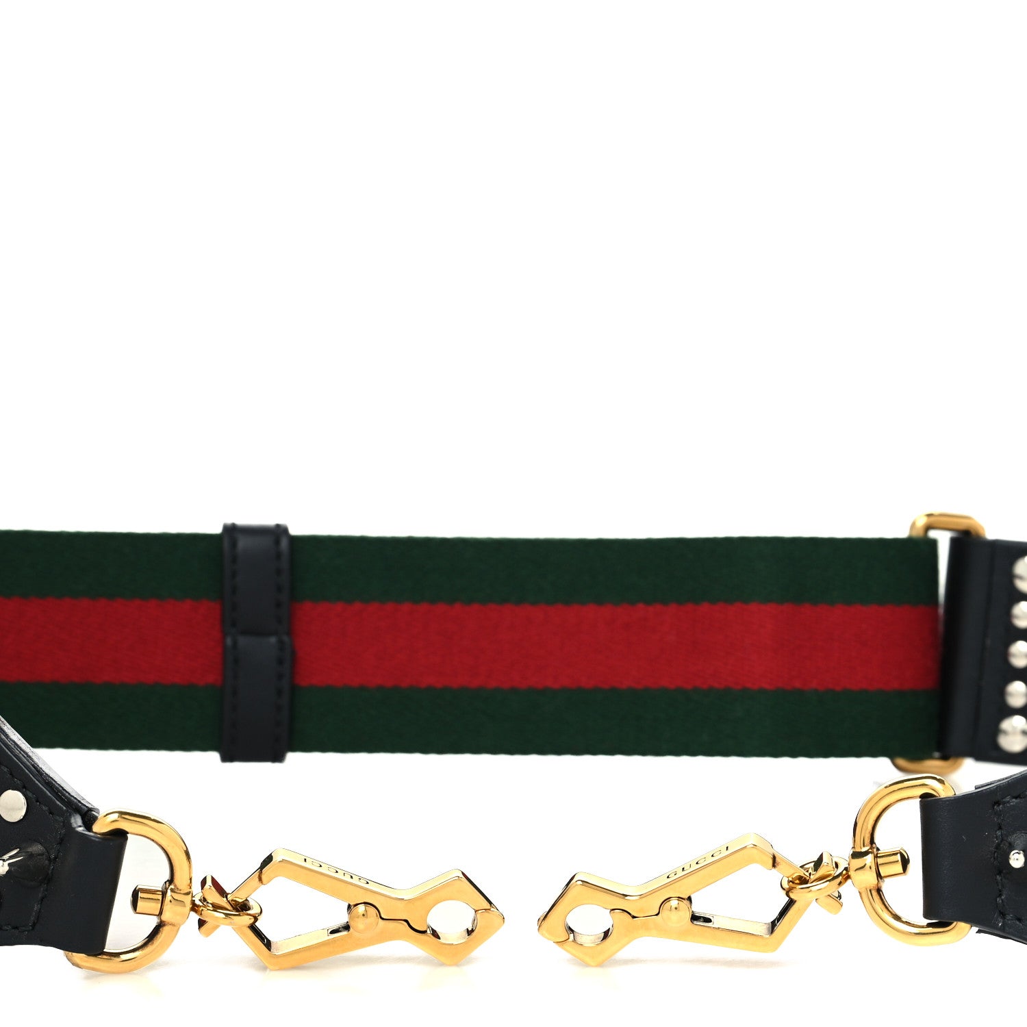 Gucci Canvas Web Studded Wide Shoulder Strap Green Red 3 of 4