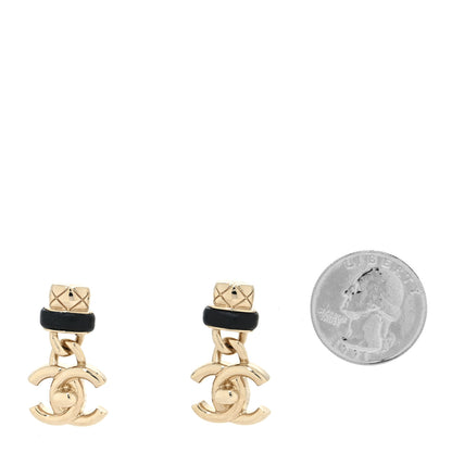 Chanel Lambskin CC Turnlock Drop Earrings Gold Black 2 of 4