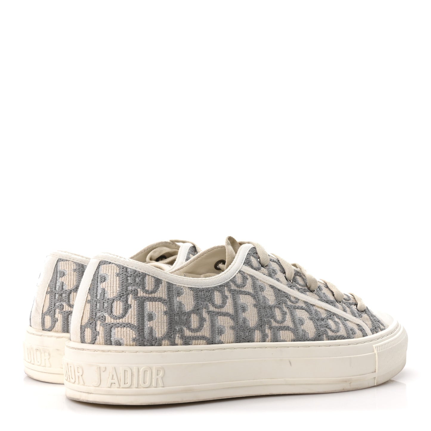 Canvas Oblique Walk'N'Dior Low Top Platform Sneakers 41 Stone Grey