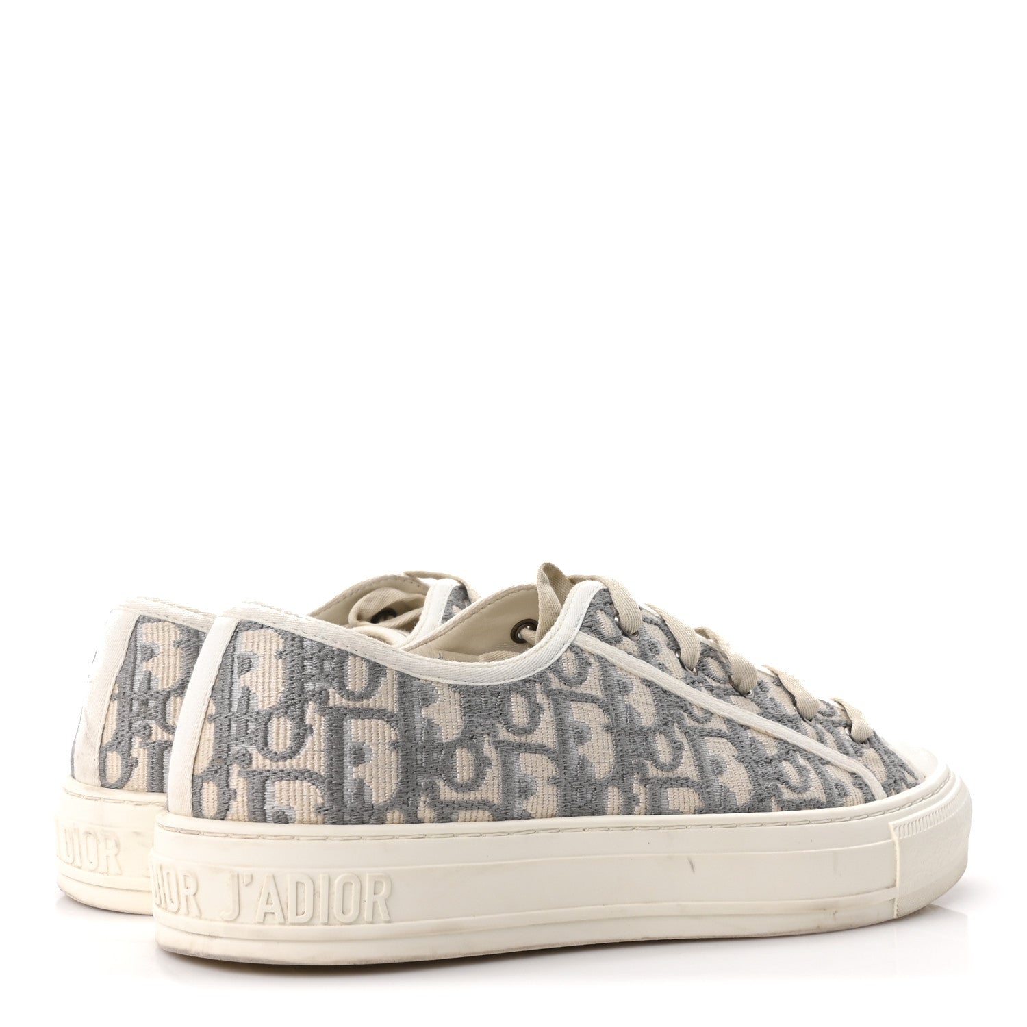 Christian Dior Canvas Oblique Walk'N'Dior Low Top Platform Sneakers 41 Stone Grey 5 of 10