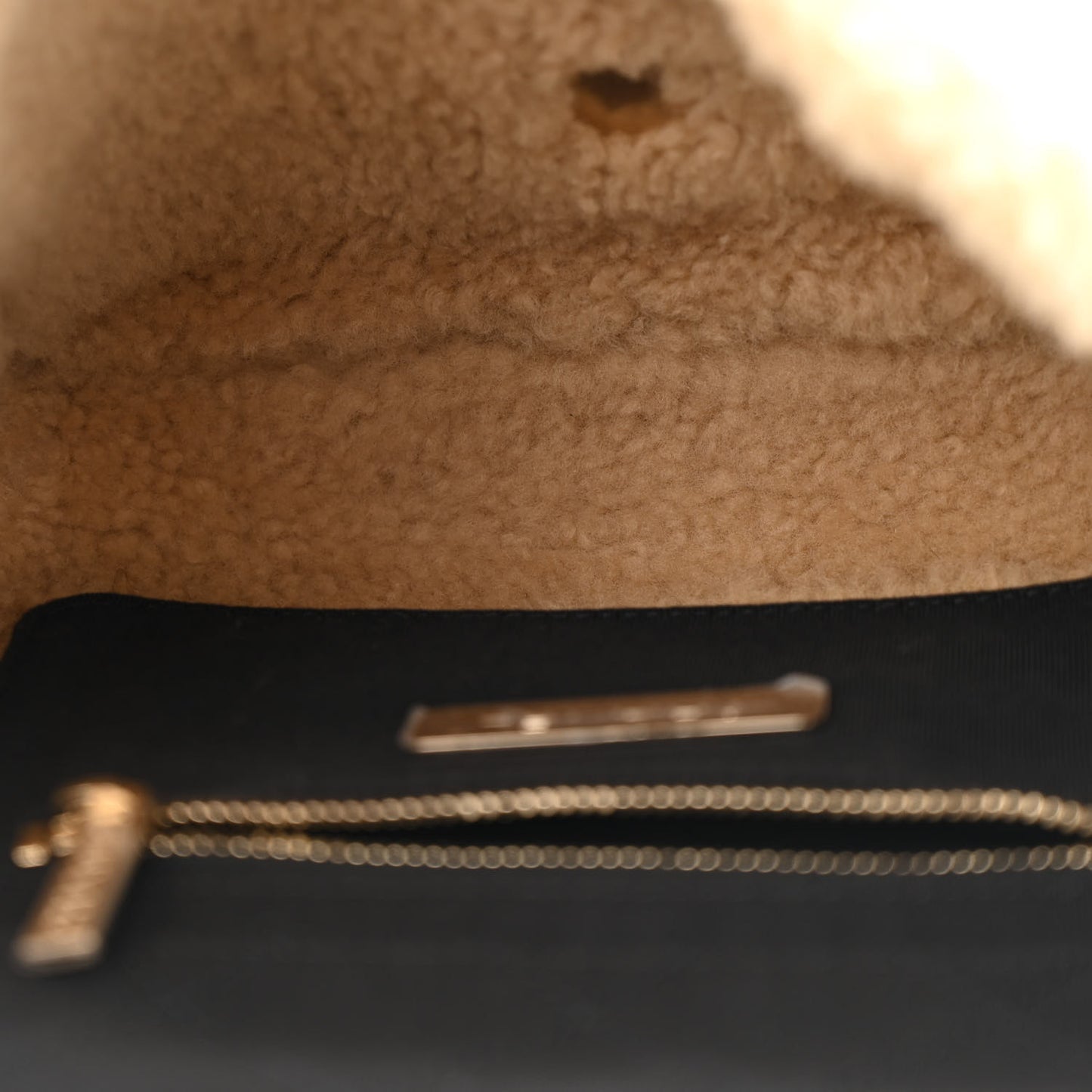 Shiny Crumpled Sheepskin Shearling CC Mania Flap Bag Black Beige