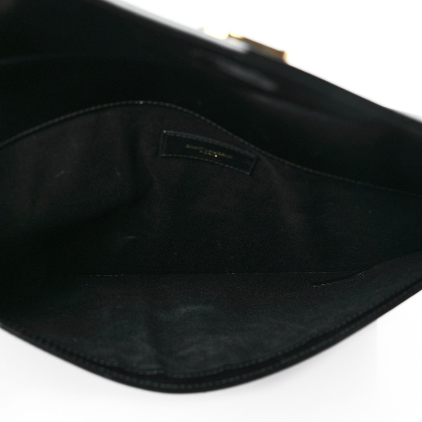 Smooth Shiny Calfskin Monogram Uptown Baby Pouch Black
