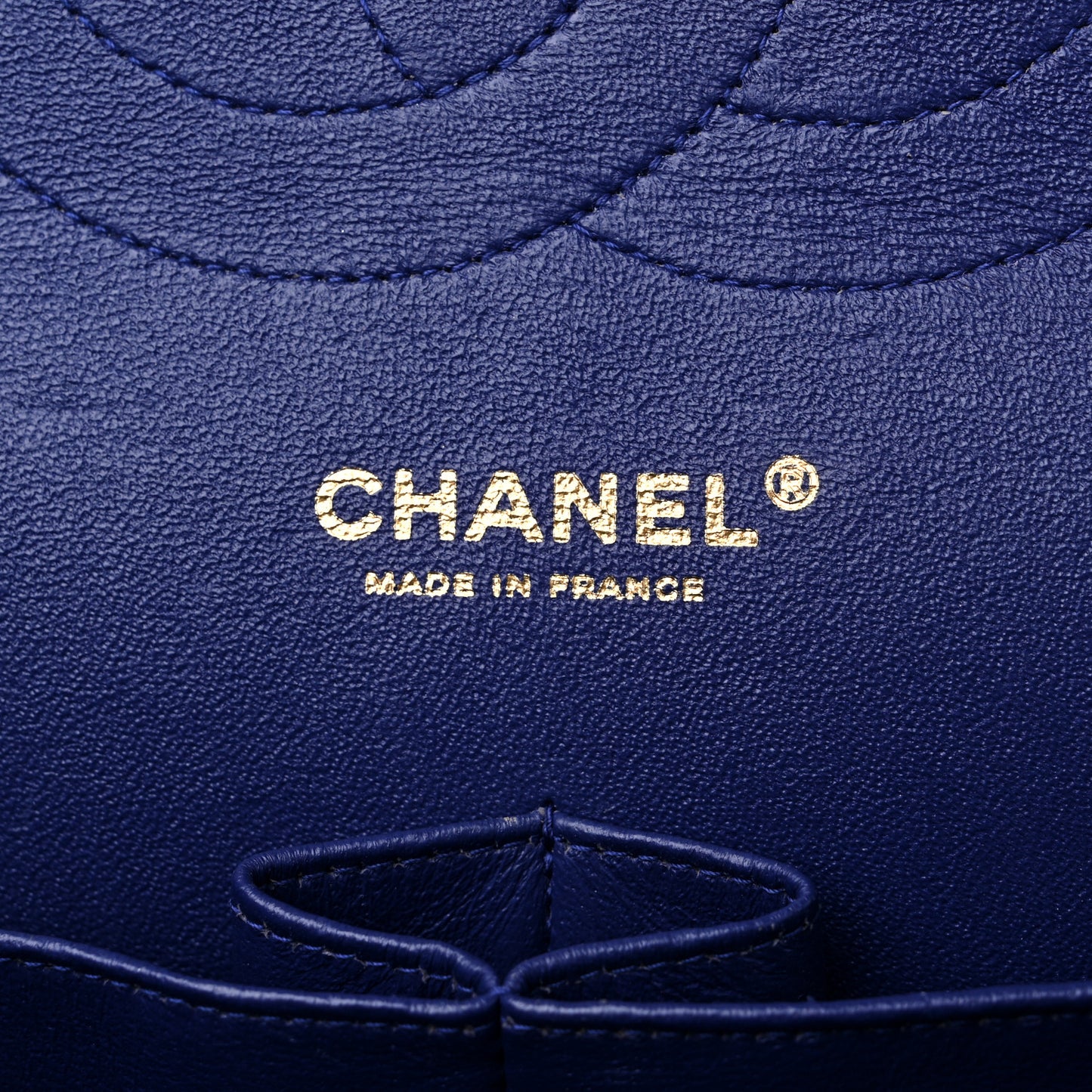Lambskin Chevron Quilted Jumbo Double Flap Navy Blue