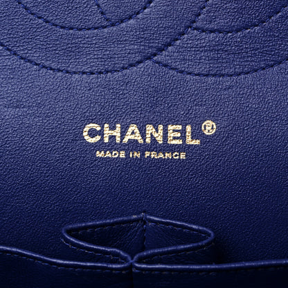 Chanel Lambskin Chevron Quilted Jumbo Double Flap Navy Blue 6 of 15