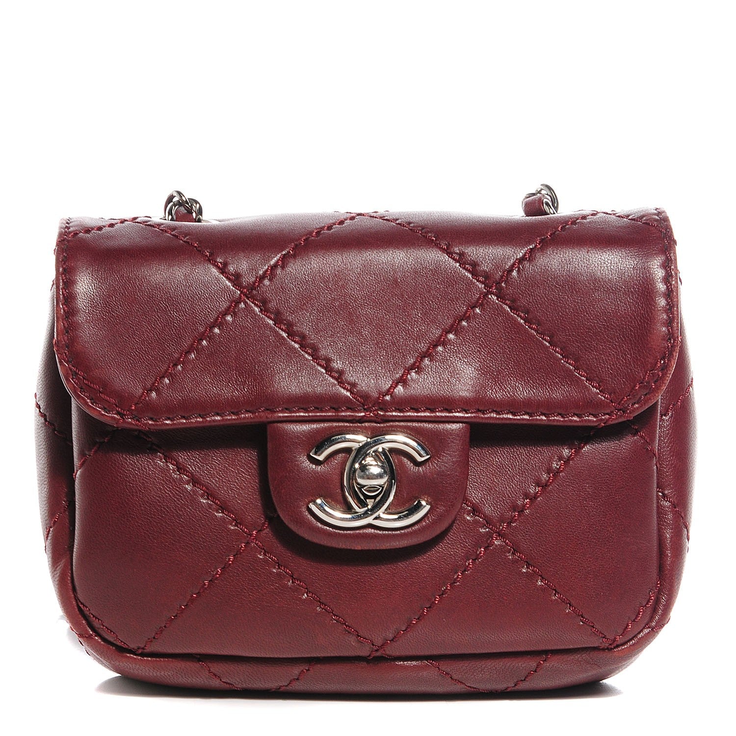 Chanel Lambskin Double Stitch Mini Flap Bordeaux 1 of 9