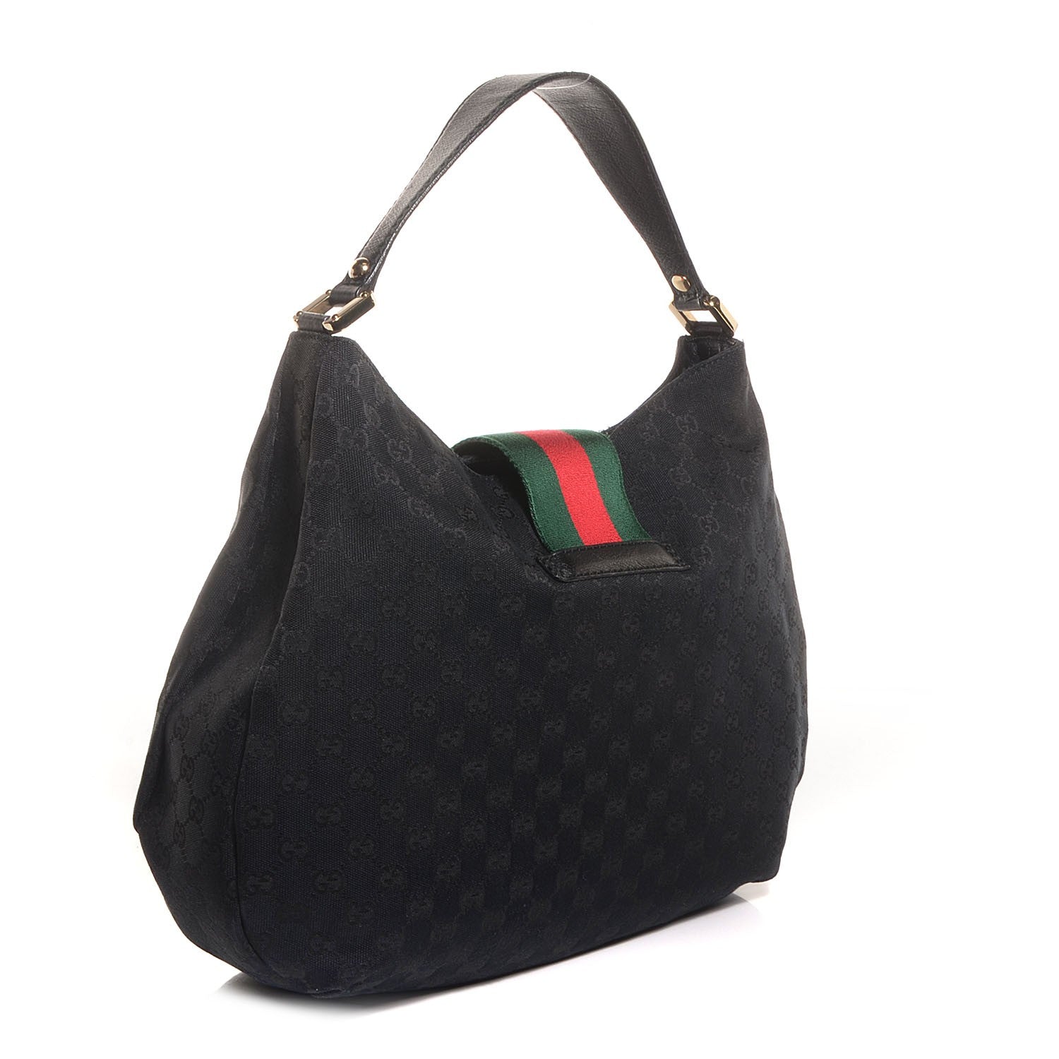 Gucci Monogram Large New Ladies Web Hobo Black 3 of 8