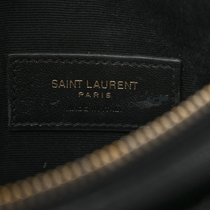 Saint Laurent Grain De Poudre Chevron Monogram Bill Pouch Black 6 of 9