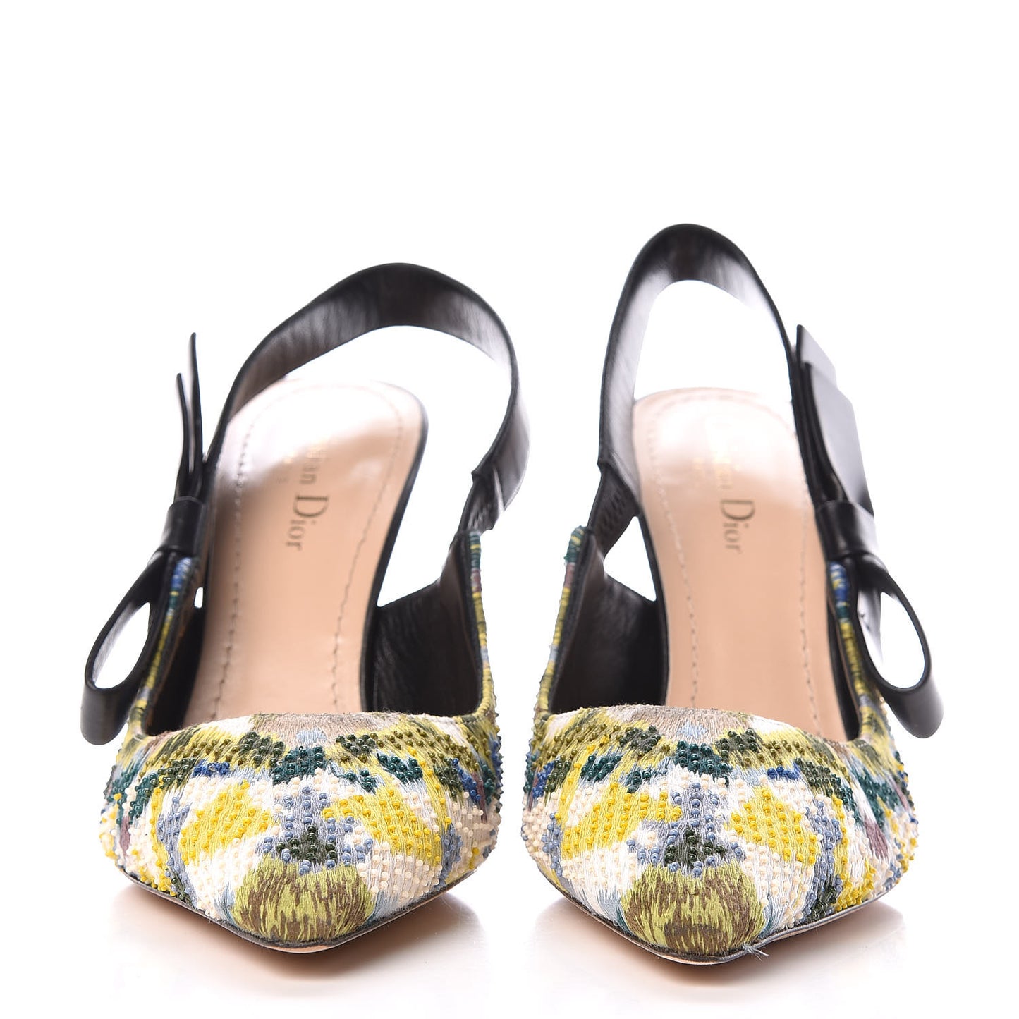 Embroidered Calfskin Beaded Sweet D Sling-Back Pumps 40 Dusty Jade