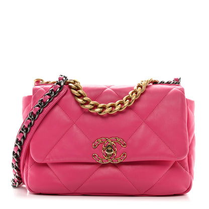 Chanel Lambskin Quilted Medium Chanel 19 Flap Dark Pink 1 of 11