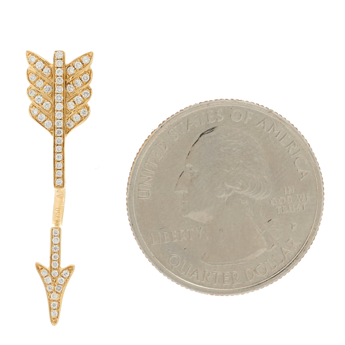 18K Yellow Gold Diamond Arrow Single Earring