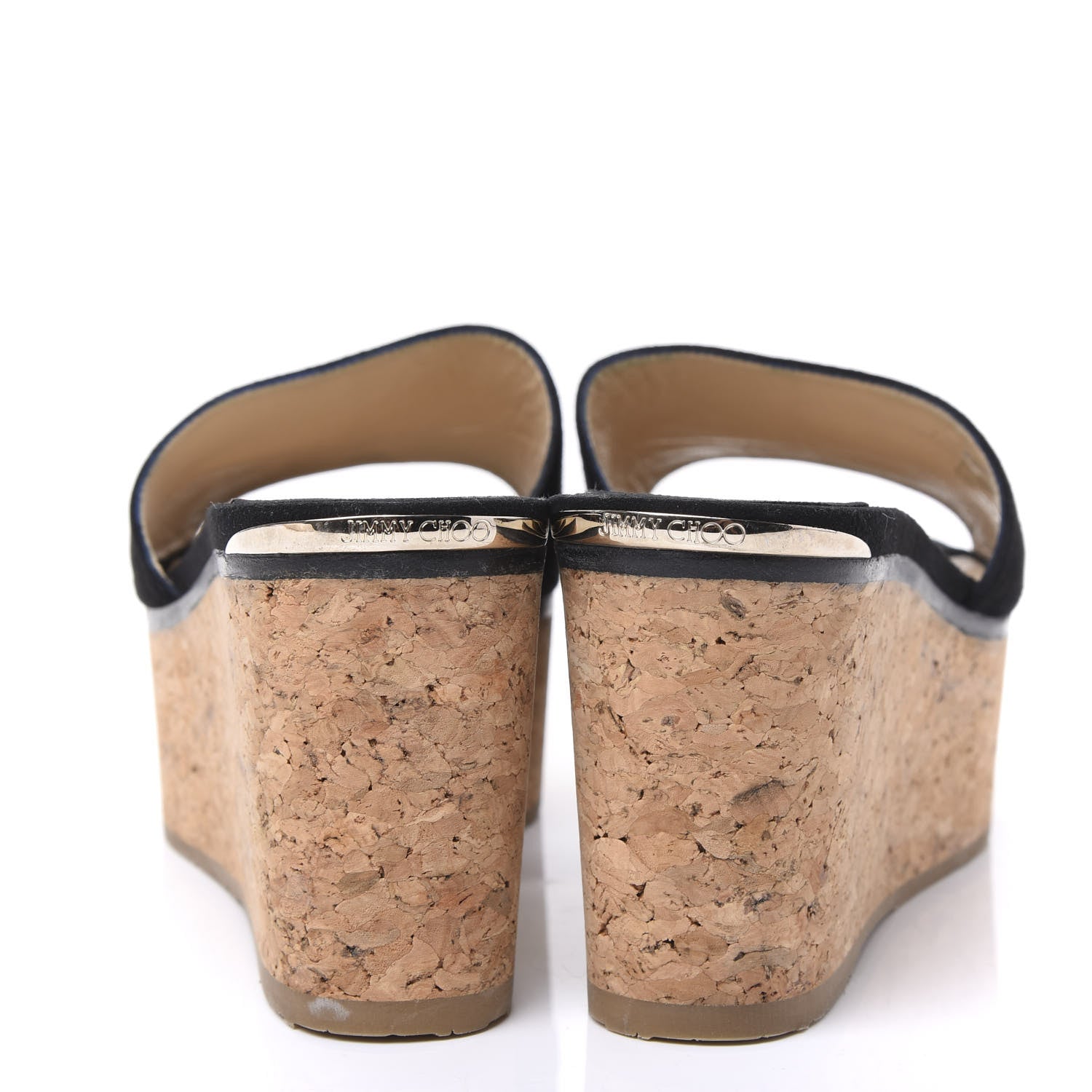 Jimmy Choo Suede Cork DeeDee Platform Wedge Slide Sandals 40 Black 7 of 9