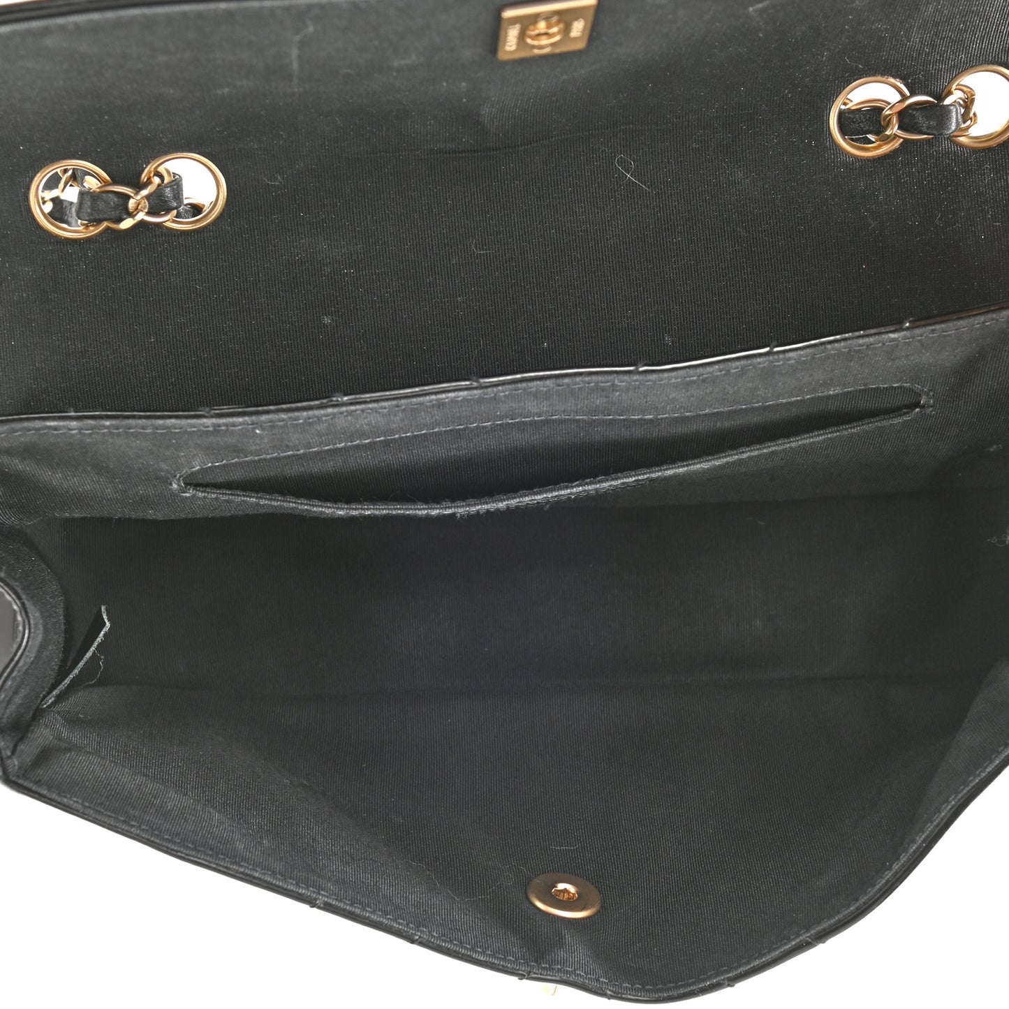 Glazed Calfskin Scallop Quilted Single Flap Black