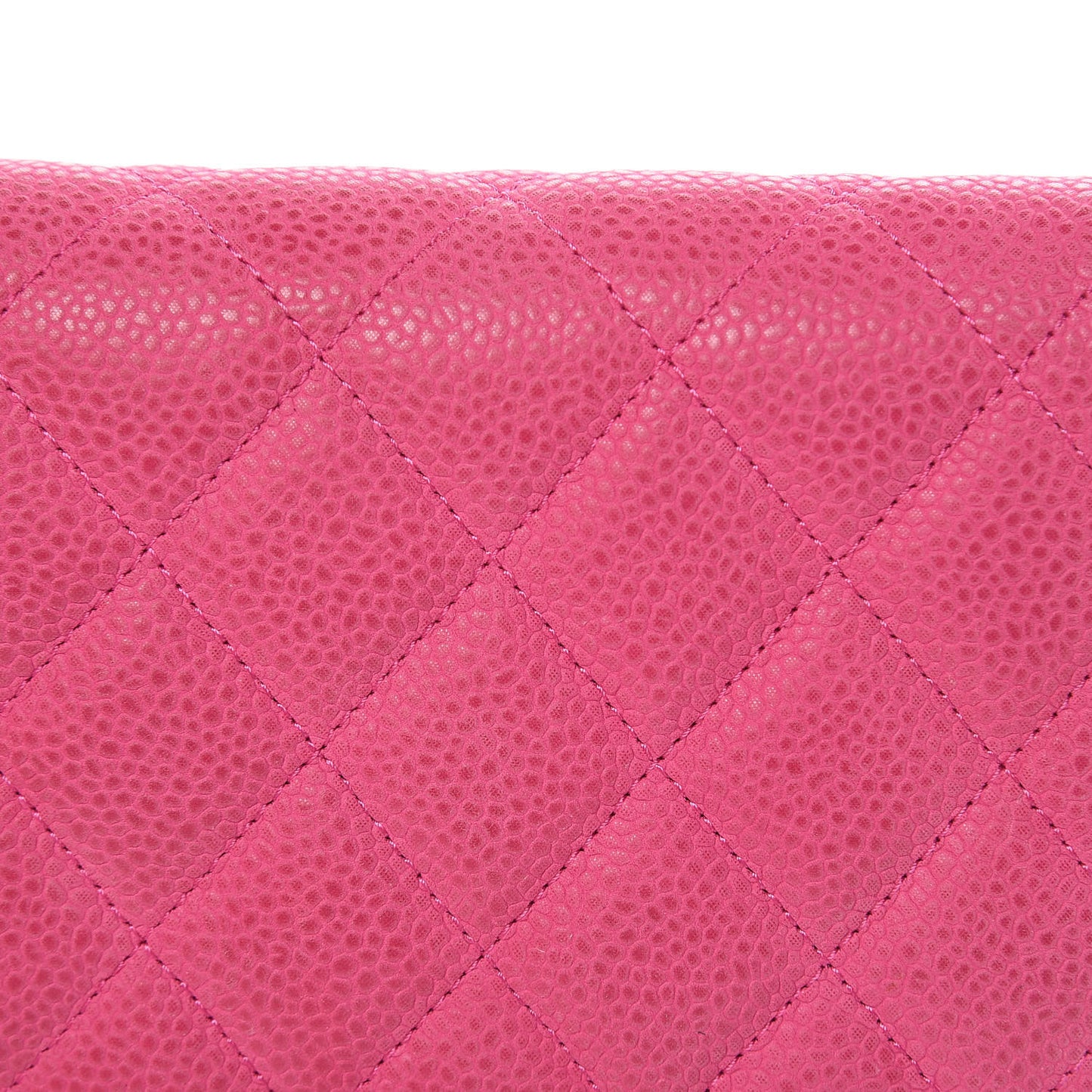Iridescent Caviar Quilted Large Flap Wallet Pink