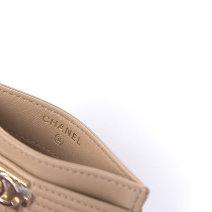 Chanel Lambskin Quilted Boy Card Holder Beige 7 of 11