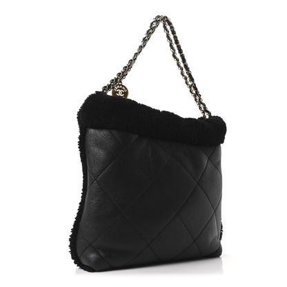 Chanel Aged Lambskin Shearling Quilted Small Chanel 22 Black 4 of 11