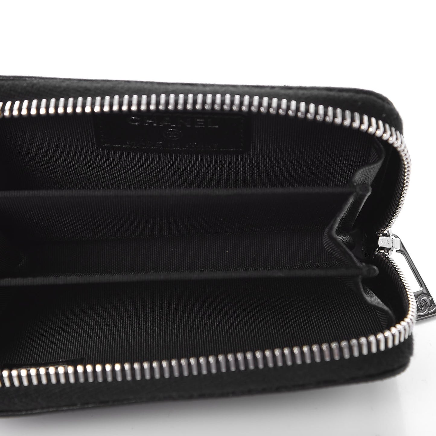 Lambskin Embossed CC Zip Around Coin Purse Wallet Black