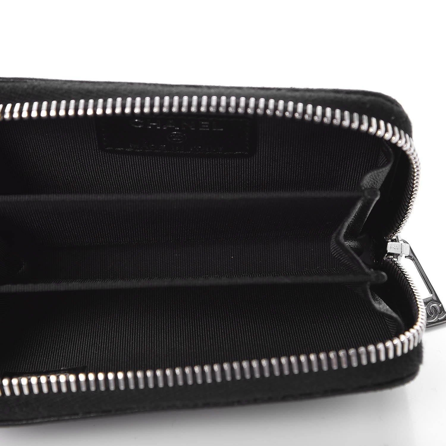 Chanel Lambskin Embossed CC Zip Around Coin Purse Wallet Black 5 of 8