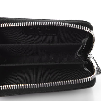 Chanel Lambskin Embossed CC Zip Around Coin Purse Wallet Black 5 of 8