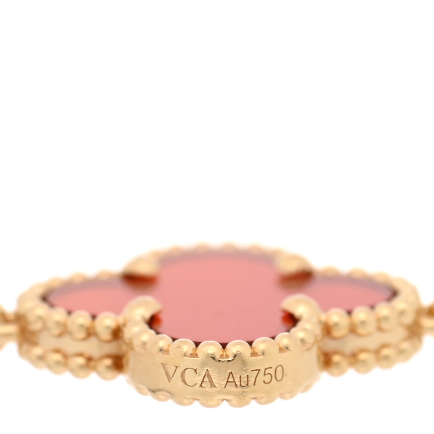18K Yellow Gold Carnelian 5 Motifs Vintage Alhambra Bracelet