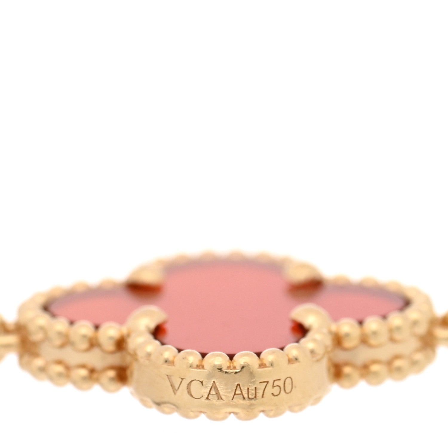 Van Cleef & Arpels 18K Yellow Gold Carnelian 5 Motifs Vintage Alhambra Bracelet 3 of 4
