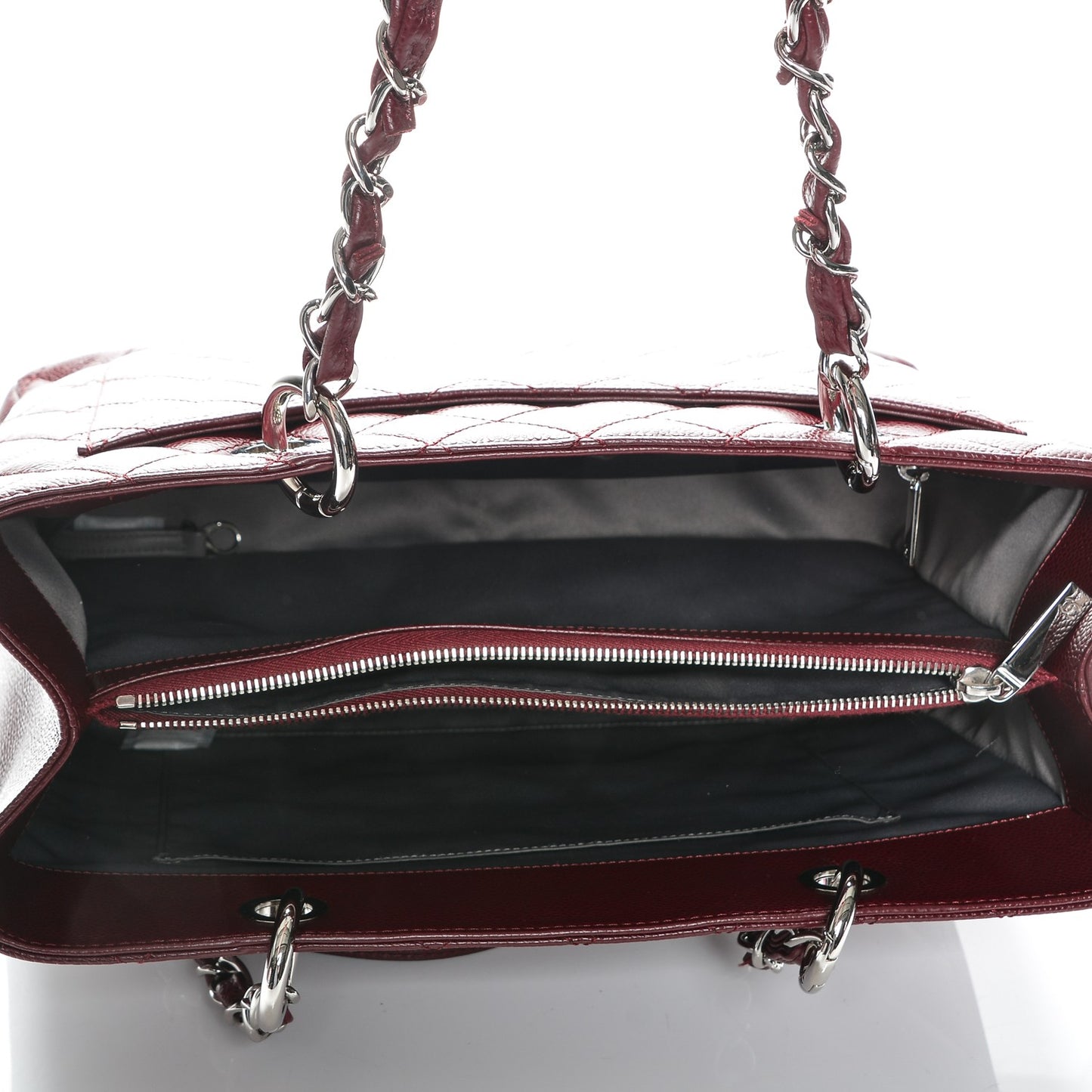 Caviar Quilted Grand Shopping Tote GST Dark Burgundy