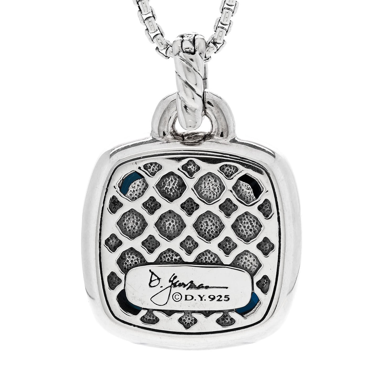 Sterling Silver Diamond Blue Topaz 17mm Albion Pendant Necklace