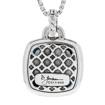 David Yurman Sterling Silver Diamond Blue Topaz 17mm Albion Pendant Necklace 5 of 6