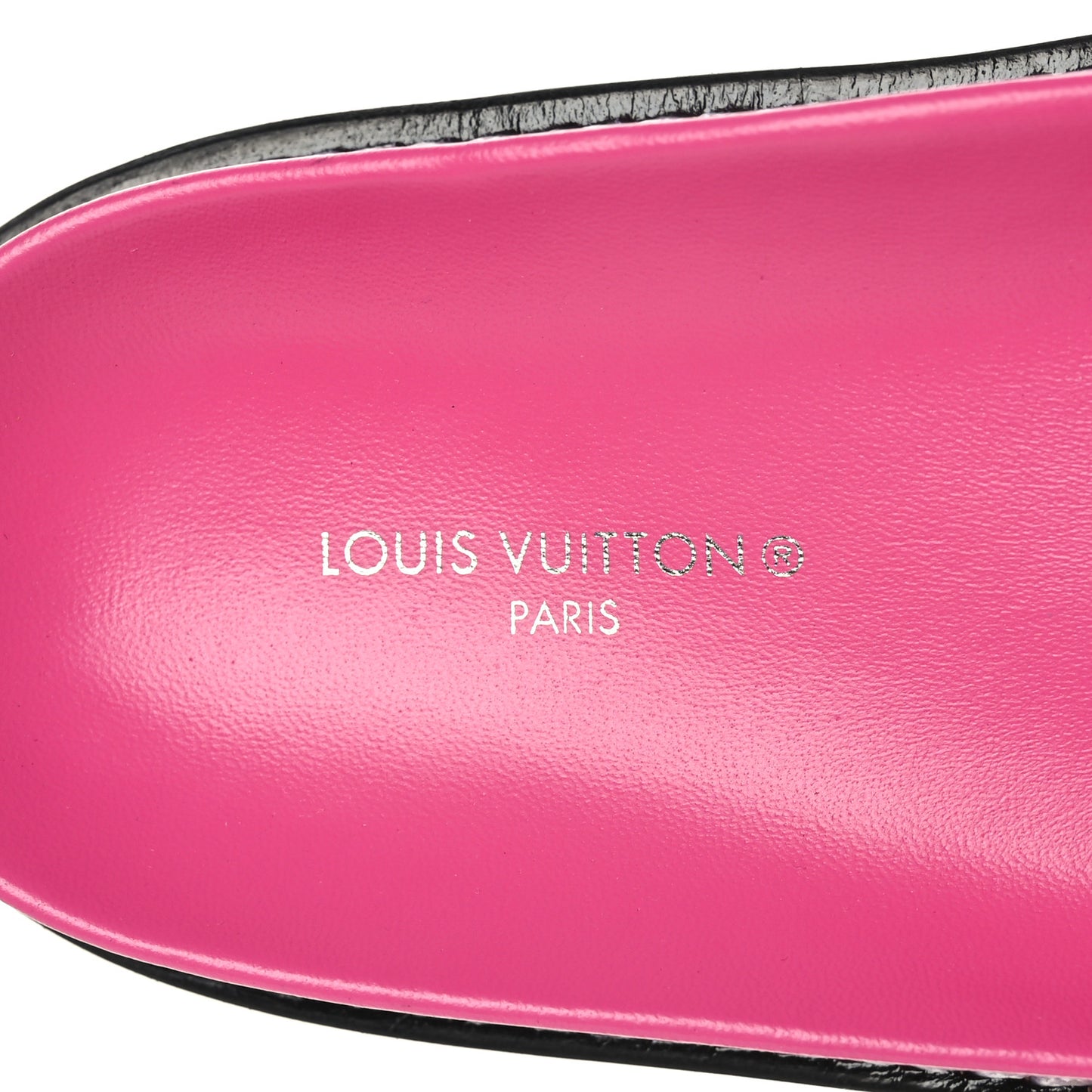 Calfskin Embossed Monogram Sunset Flat Comfort Mule 35 Rose Pop