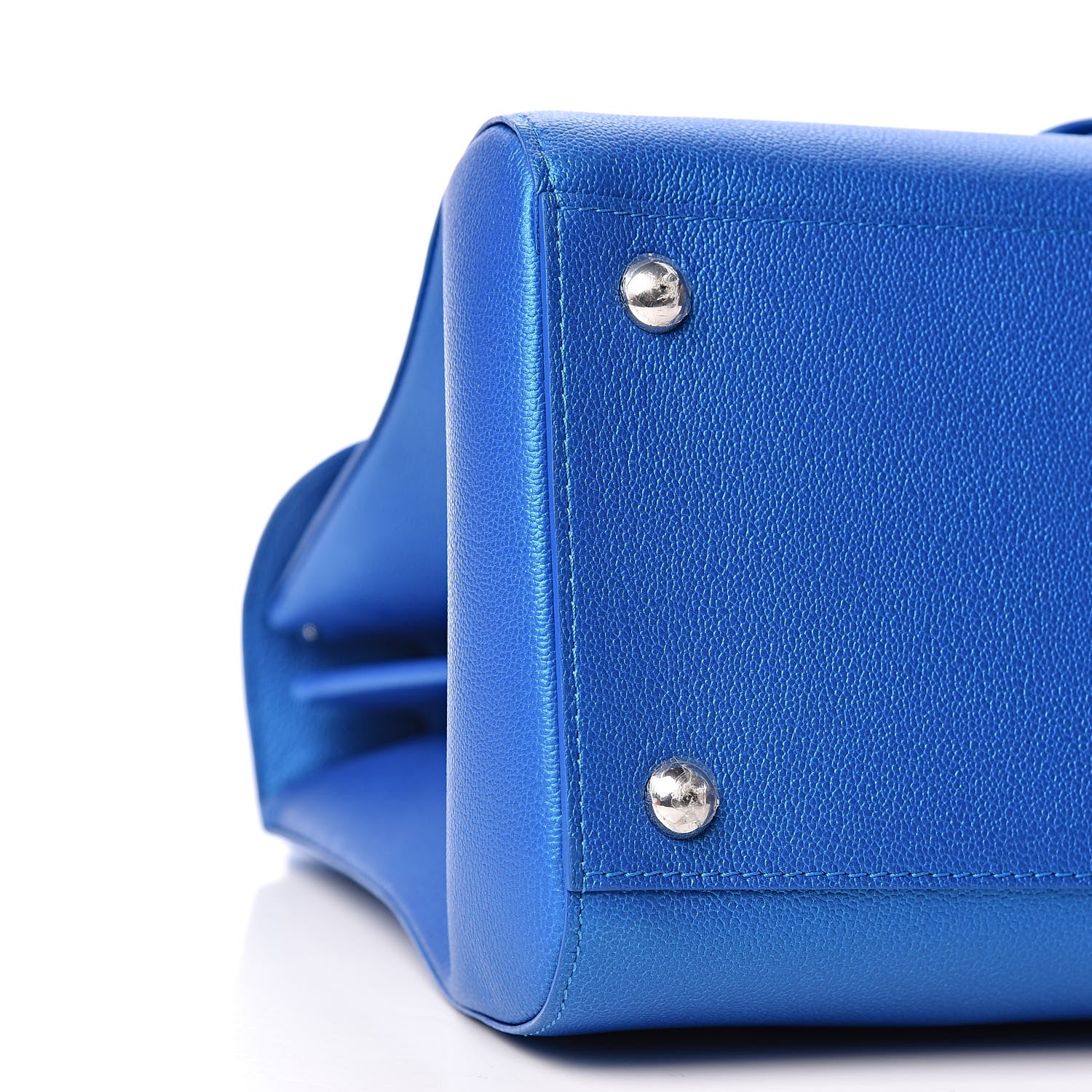 Delvaux Metallic Grained Calfskin MM Brillant Satchel Satin Electric 9 of 10