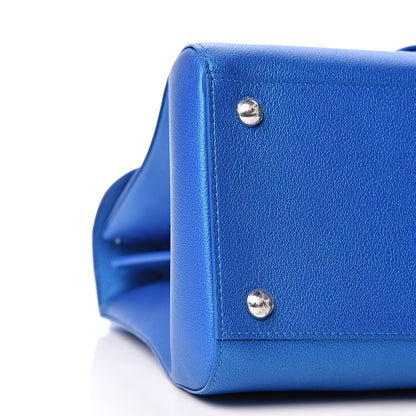 Delvaux Metallic Grained Calfskin MM Brillant Satchel Satin Electric 9 of 10