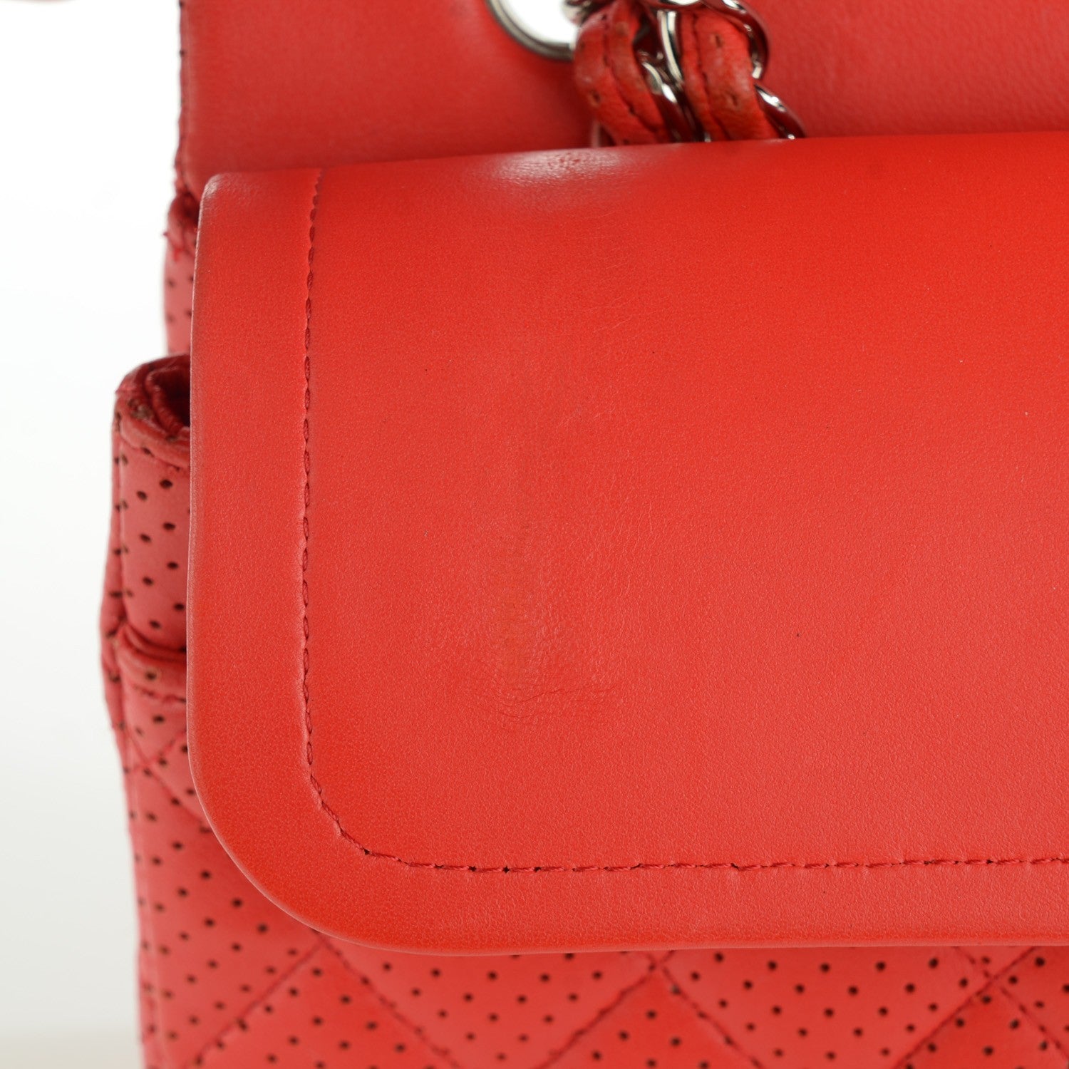 Chanel Lambskin Perforated Medium Double Flap Red 9 of 18
