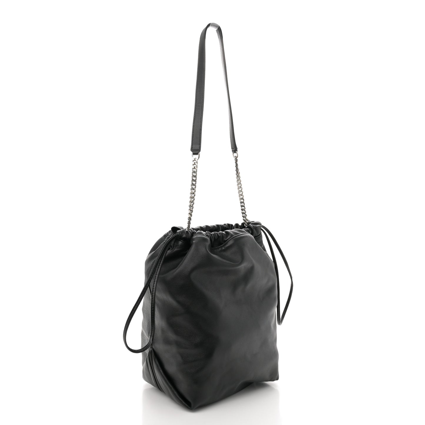 Lambskin Teddy Drawstring Bag Black