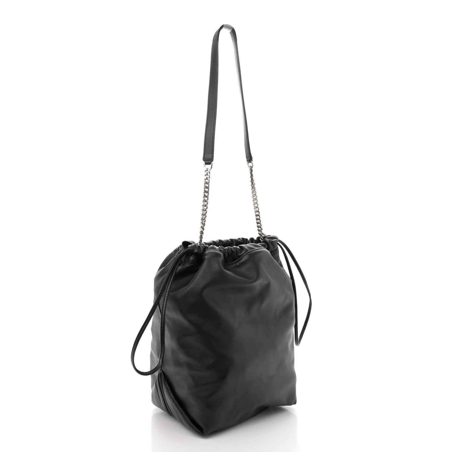 Saint Laurent Lambskin Teddy Drawstring Bag Black 4 of 12