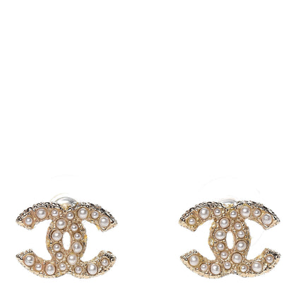 Chanel Pearl CC Earrings Light Gold 1 of 5