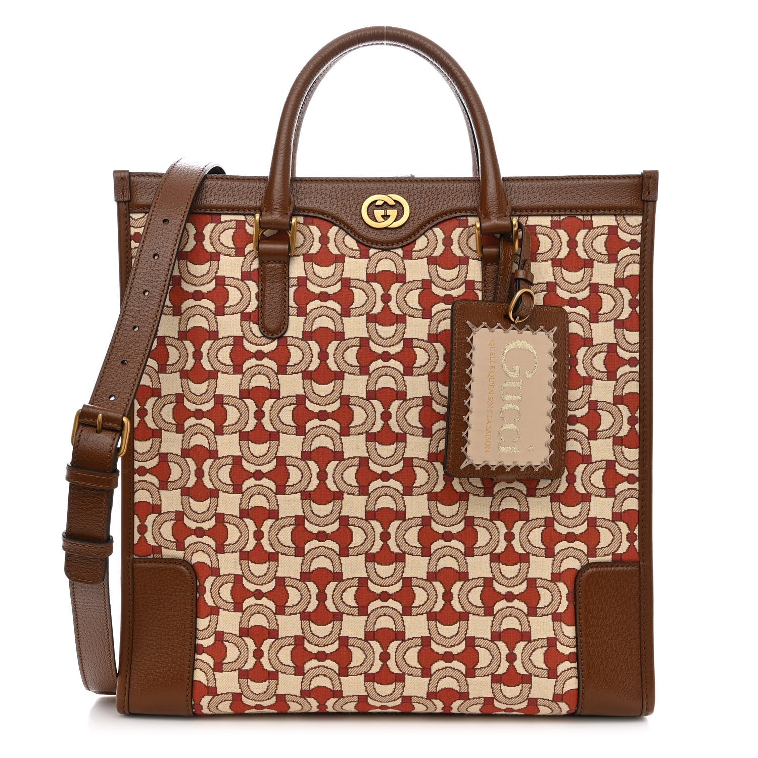 Gucci Jacquard Horsebit Textured Dollar Calfskin Interlocking G Tote Bag Multicolor 1 of 13