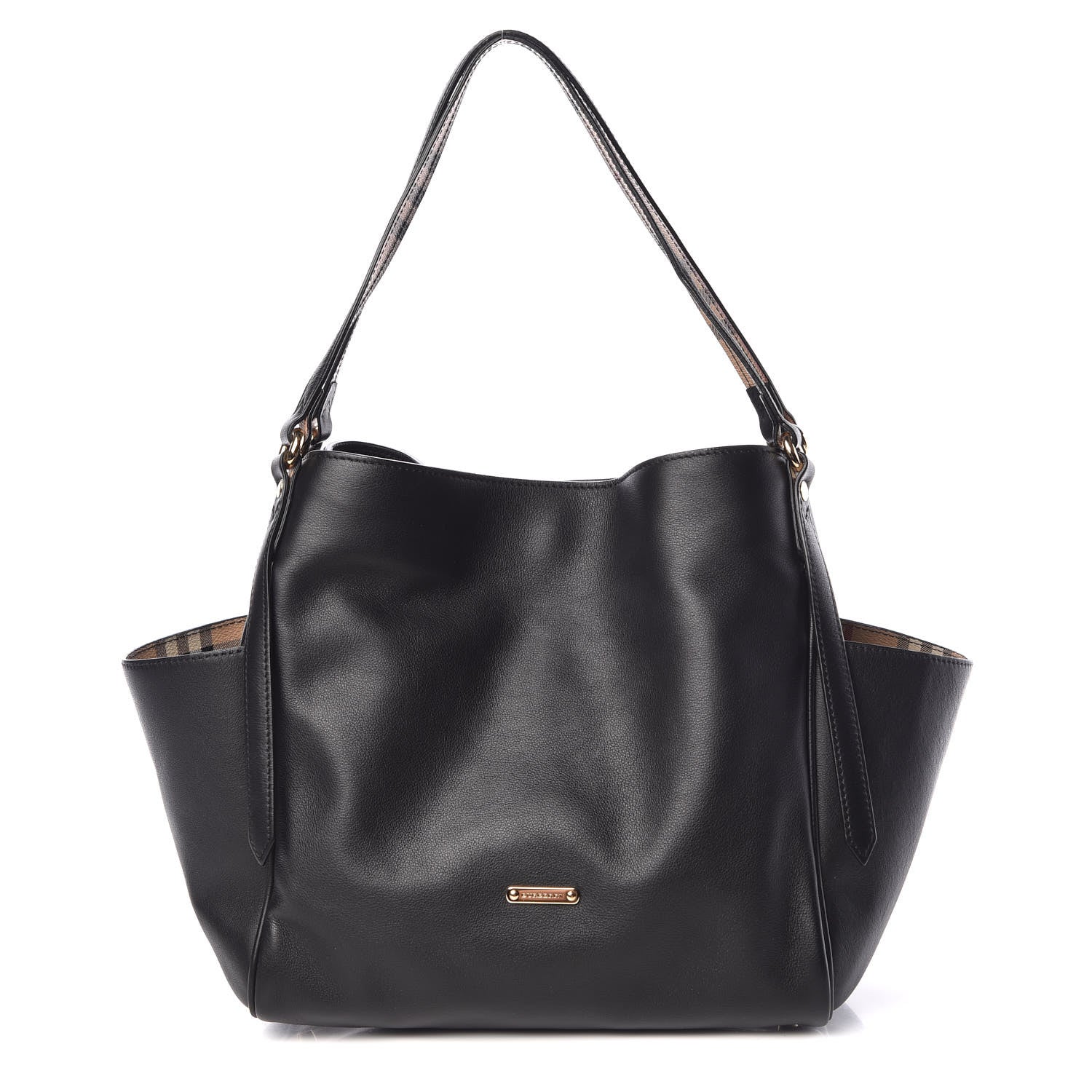Burberry Calfskin Haymarket Check Small Canterbury Tote Black 1 of 11